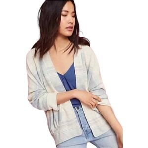 Anthropologie Akemi + Kin Cream Blue Striped Dunes Cardigan Sweater Size XS